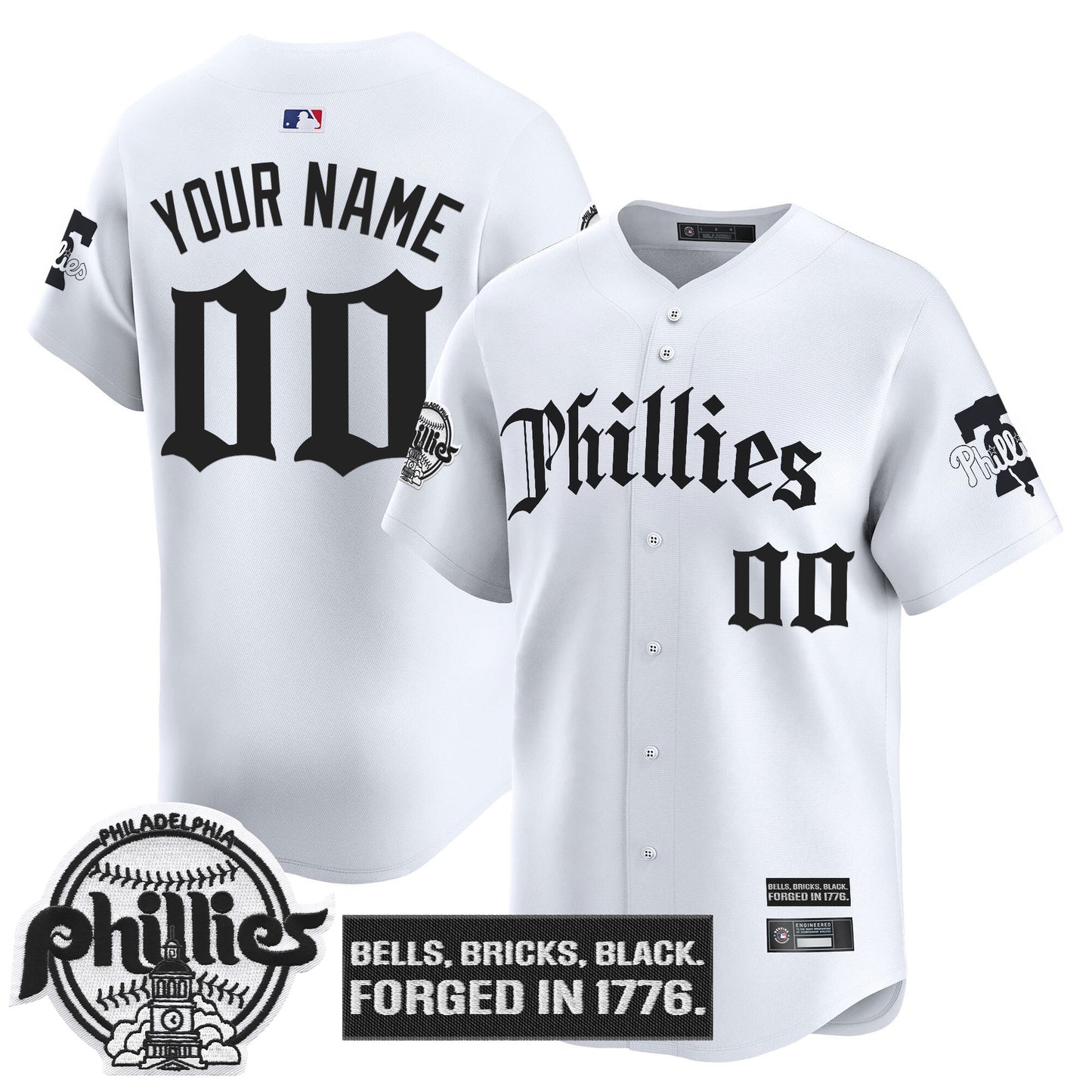 Philadelphia Phillies 'Gothic Liberty Edition' Vapor Premier Limited Custom Jersey - All Stitched