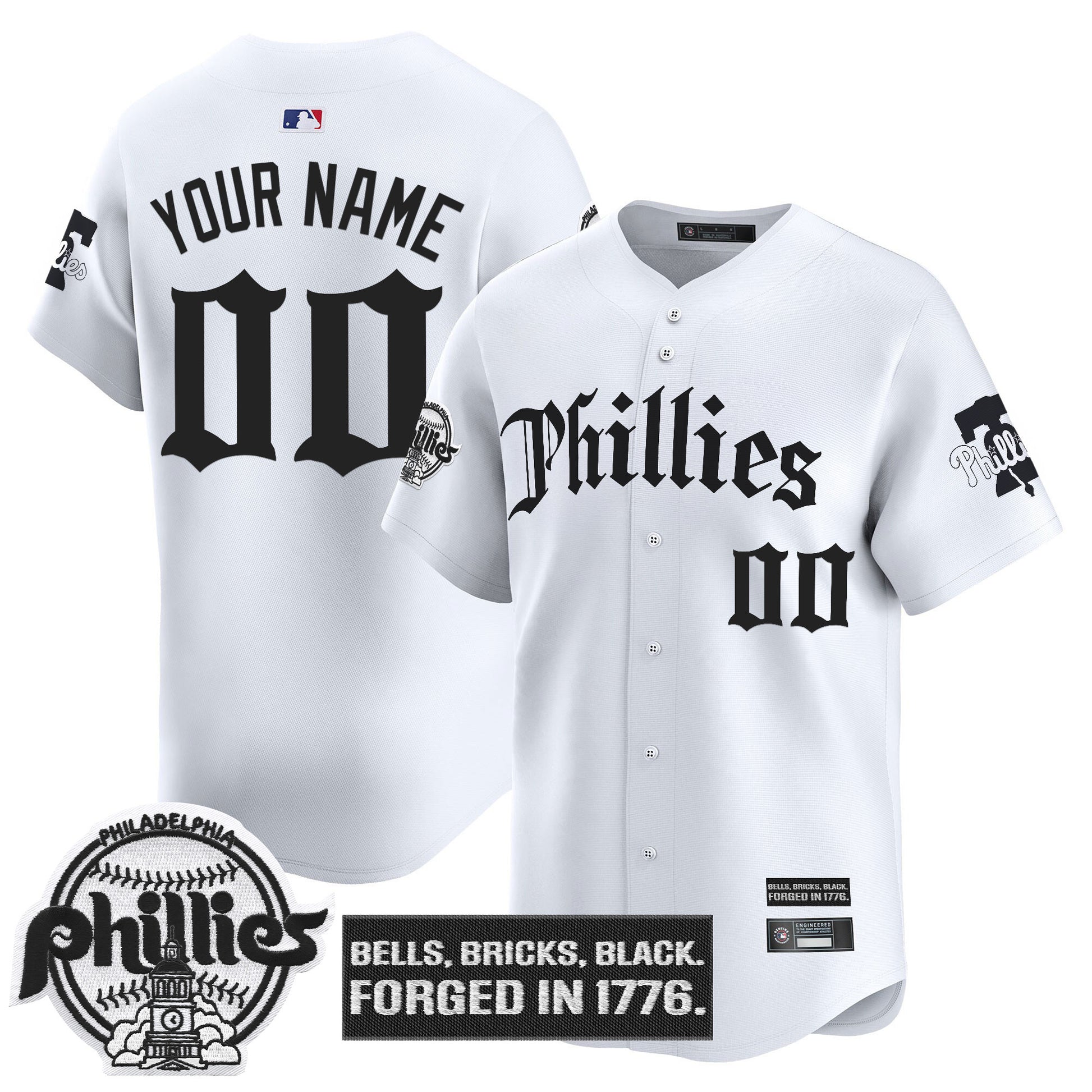 Philadelphia Phillies 'Gothic Liberty Edition' Vapor Premier Limited Custom Jersey - All Stitched