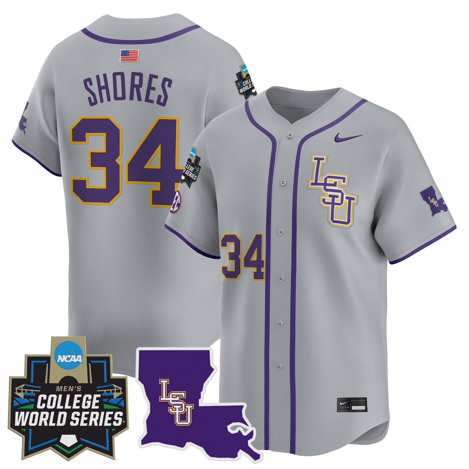 Men's LSU Tigers 2025 World Series Vapor Premier Limited Jersey - All Stitched