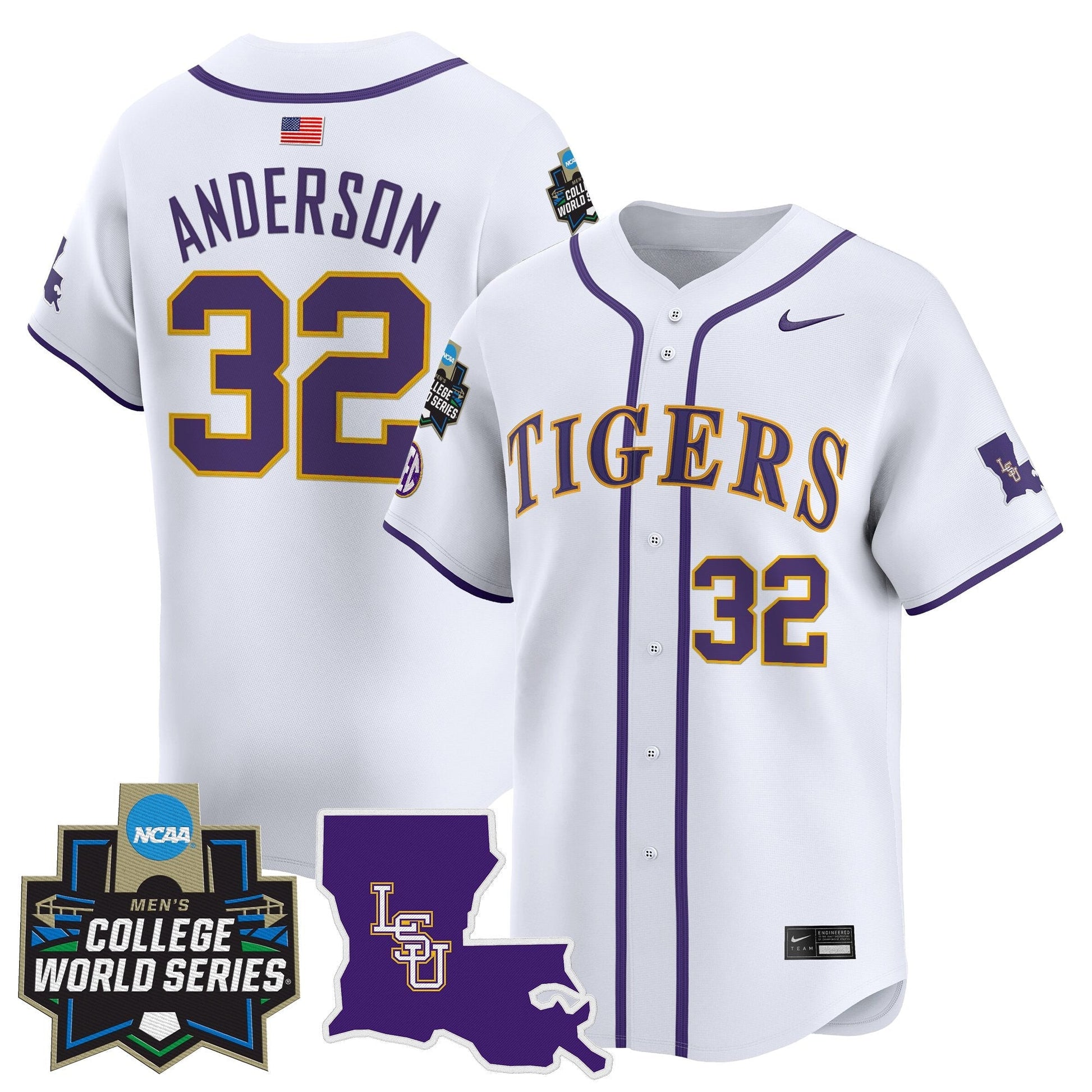 Men's LSU Tigers 2025 World Series Vapor Premier Limited Jersey - All Stitched
