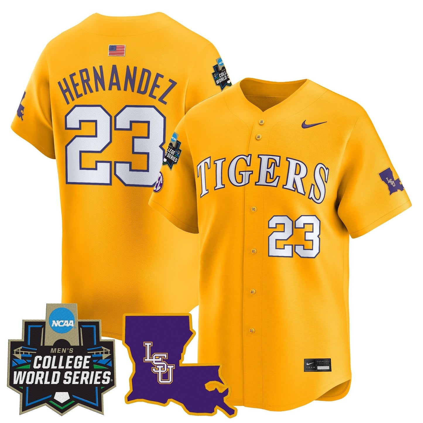 Men's LSU Tigers 2025 World Series Vapor Premier Limited Jersey - All Stitched