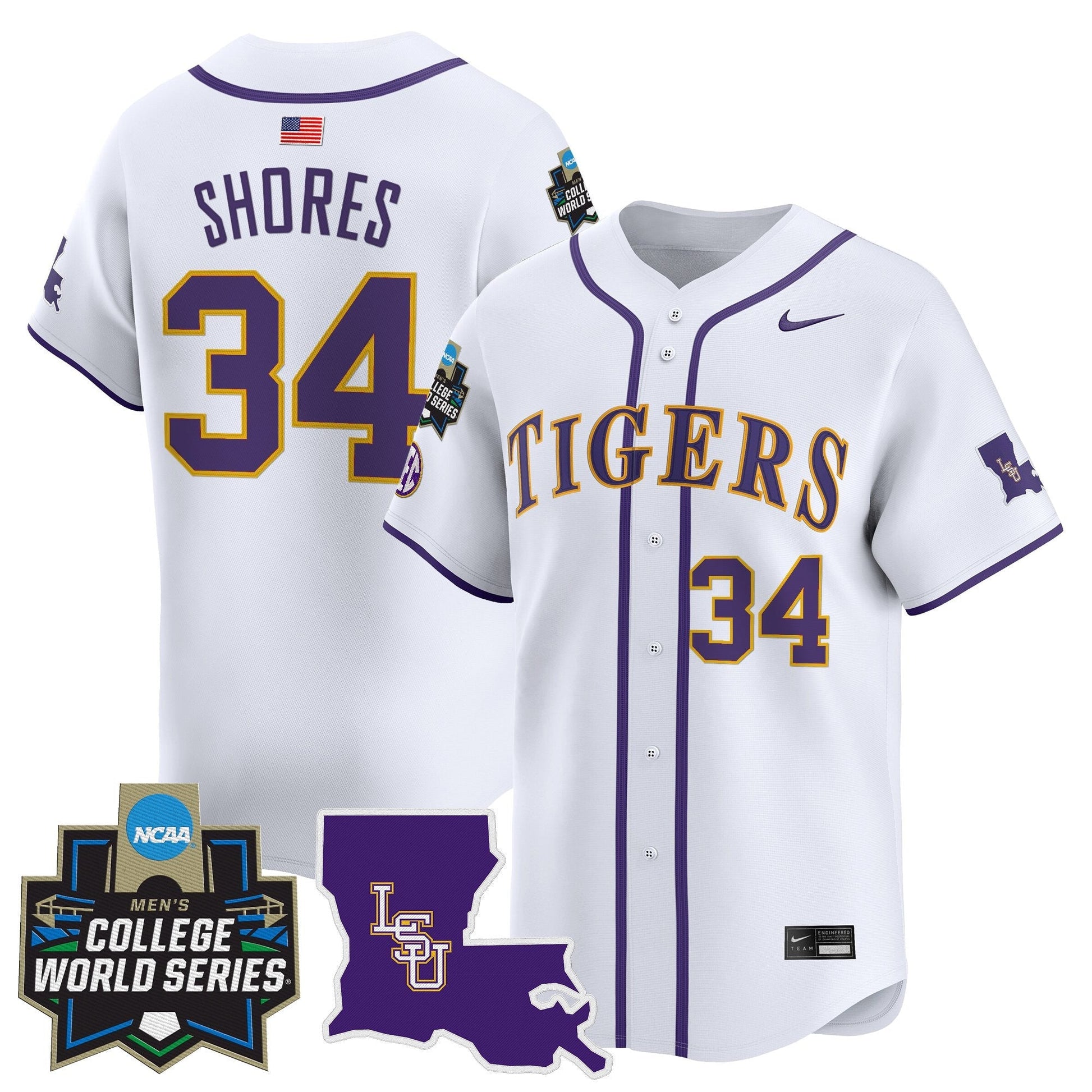 Men's LSU Tigers 2025 World Series Vapor Premier Limited Jersey - All Stitched