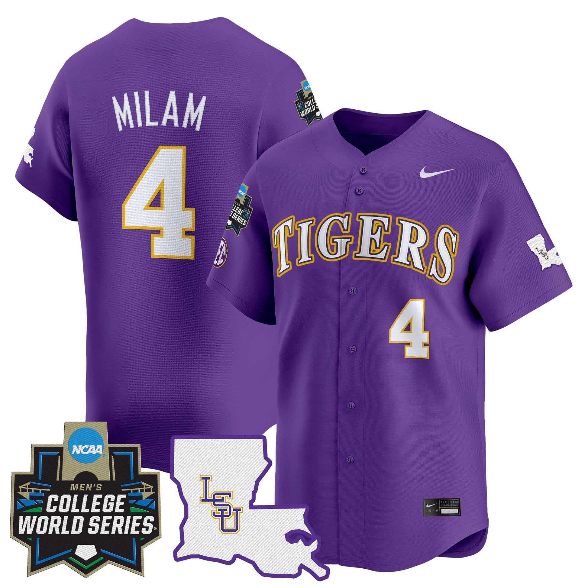 Men's LSU Tigers 2025 World Series Vapor Premier Limited Jersey - All Stitched