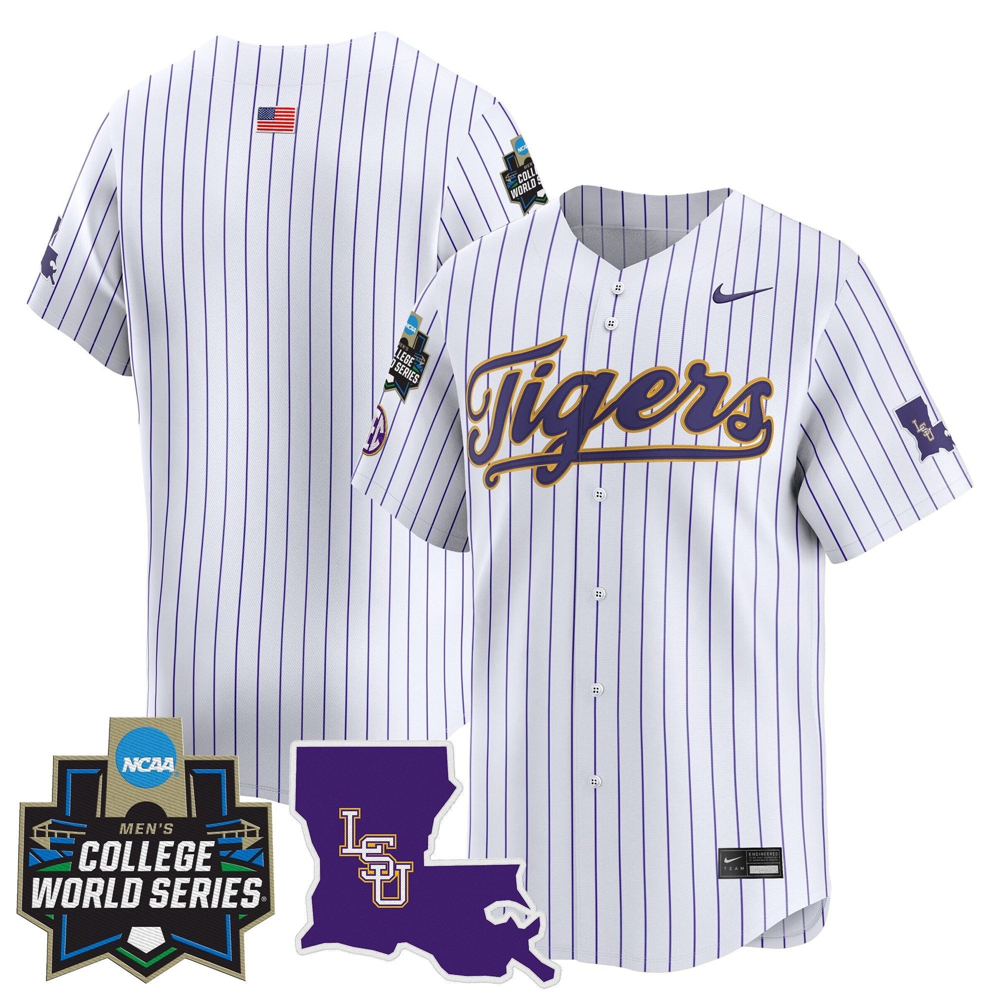Men's LSU Tigers 2025 World Series Vapor Premier Limited Jersey - All Stitched