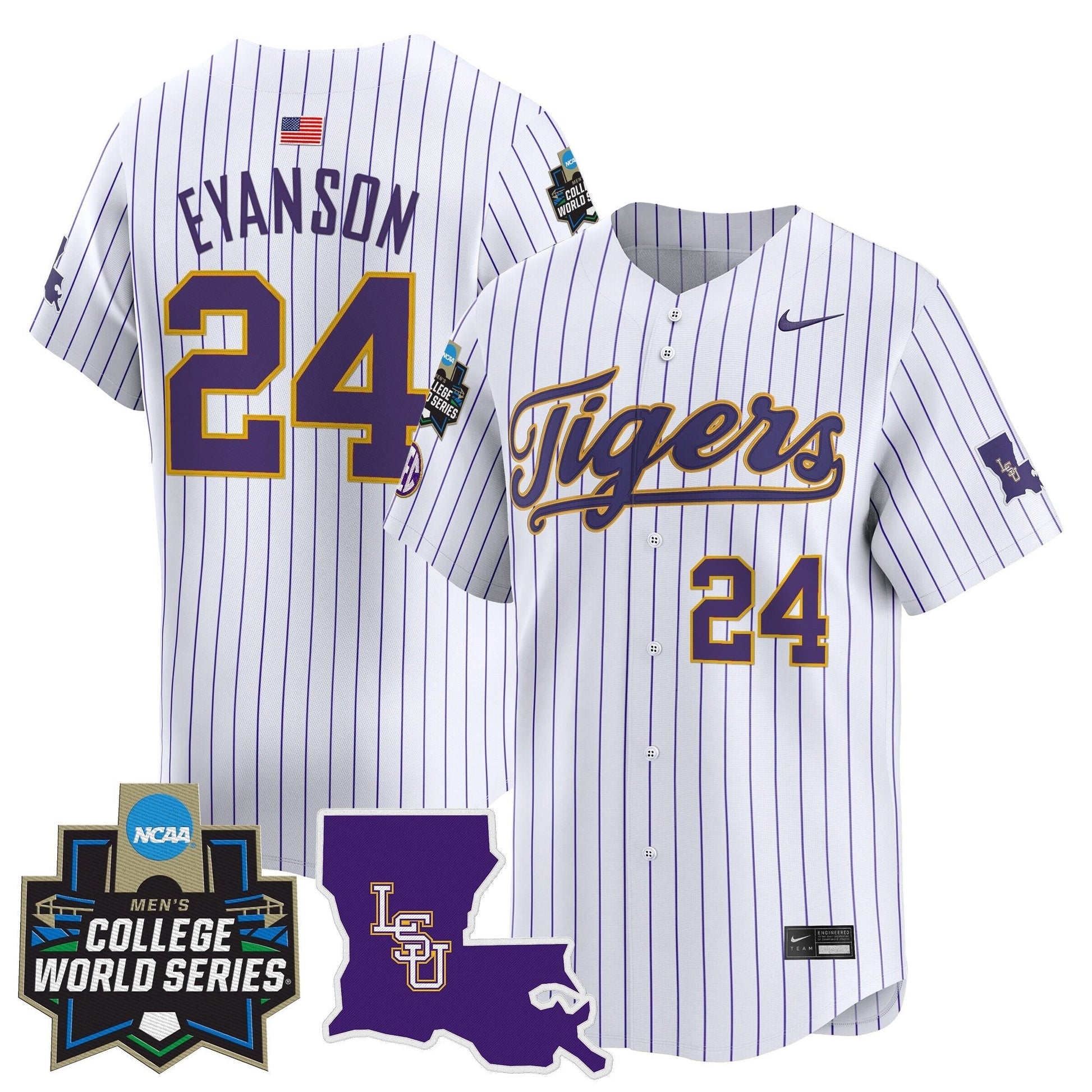 Men's LSU Tigers 2025 World Series Vapor Premier Limited Jersey - All Stitched