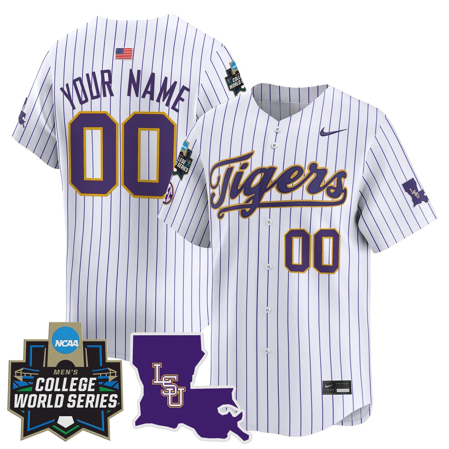 LSU Tigers 2025 World Series Vapor Premier Limited Custom Jersey - All Stitched