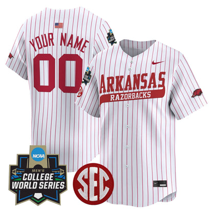 Arkansas Razorbacks 2025 World Series Vapor Premier Limited Custom Jersey - All Stitched