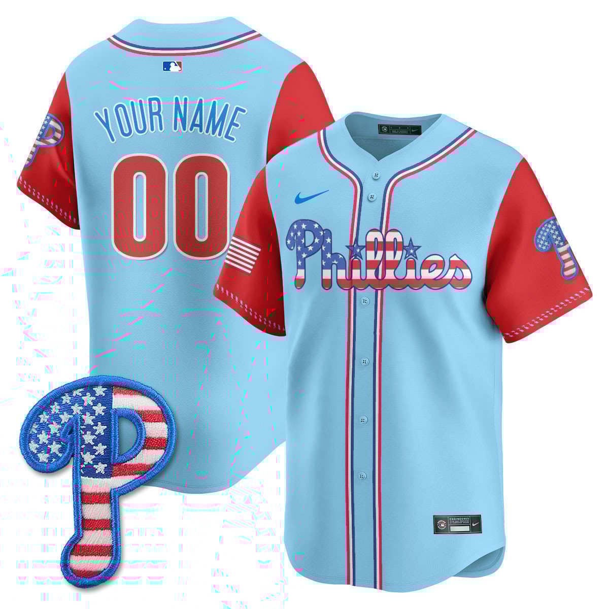 Custom Philadelphia Phillies 2025 Fourth of July Jersey - All Stitched