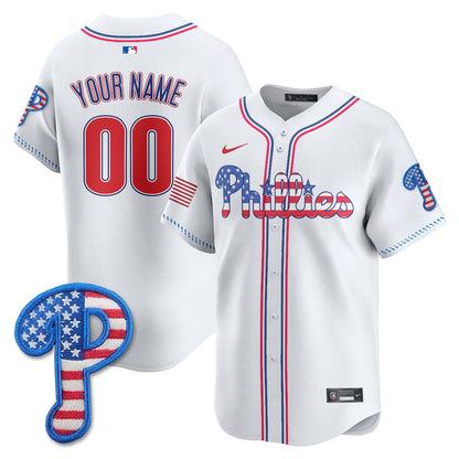 Custom Philadelphia Phillies 2025 Fourth of July Jersey - All Stitched