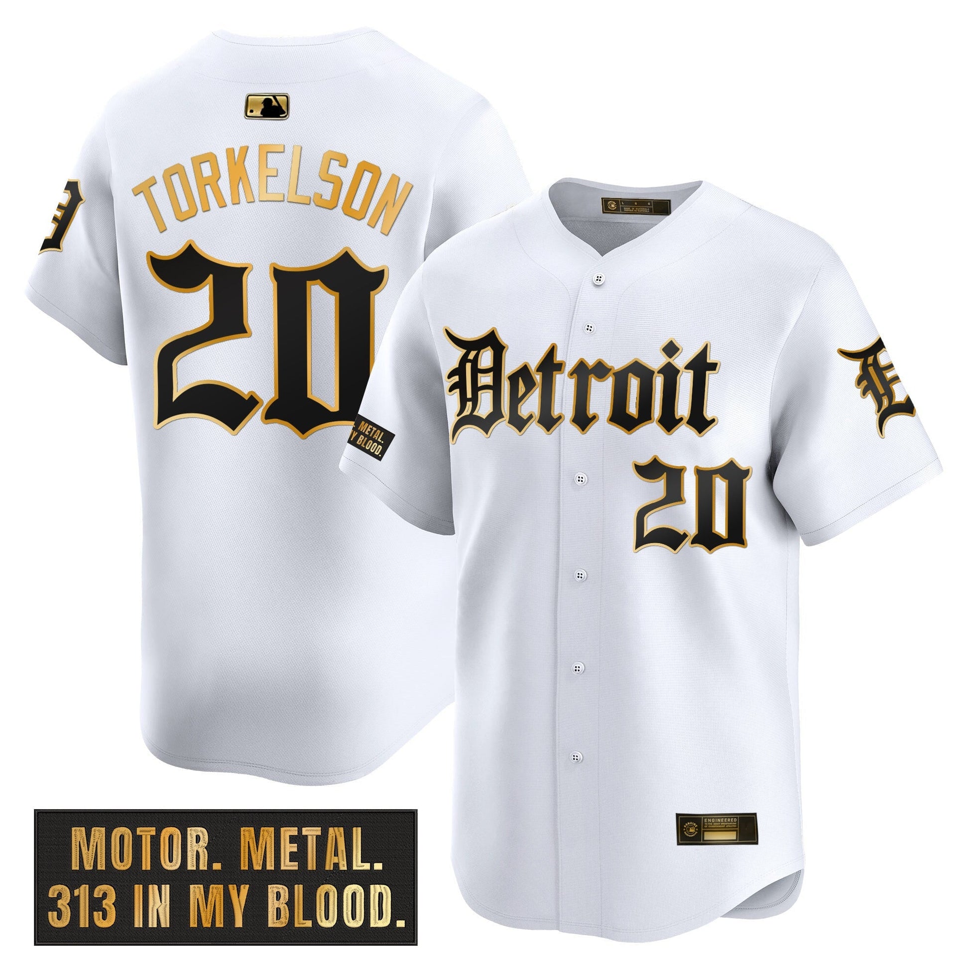 Men's Detroit Tigers 'Motor Gothic Edition' Gold Vapor Premier Limited Jersey - All Stitched