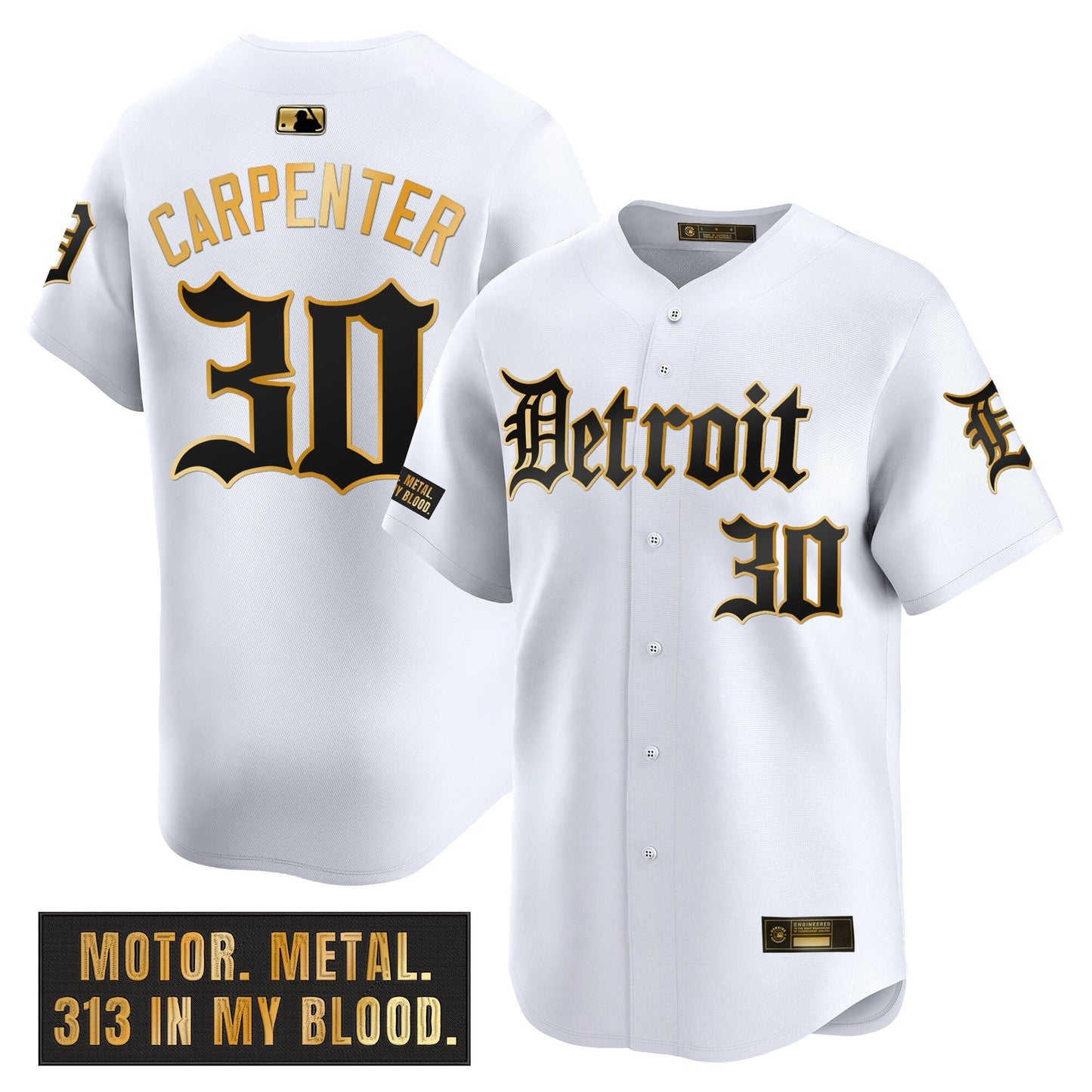 Men's Detroit Tigers 'Motor Gothic Edition' Gold Vapor Premier Limited Jersey - All Stitched