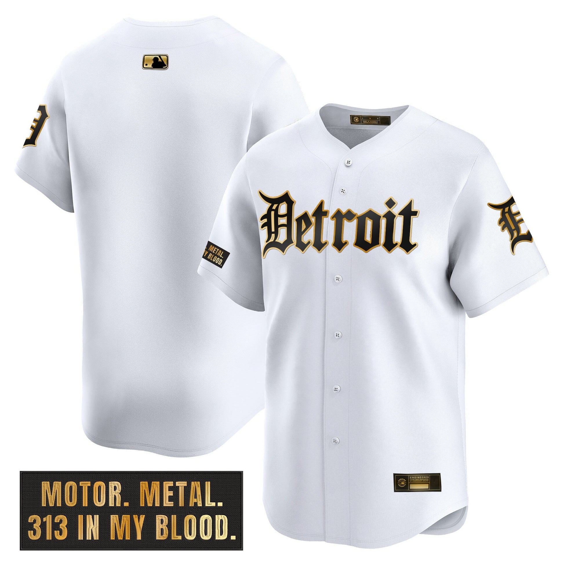 Men's Detroit Tigers 'Motor Gothic Edition' Gold Vapor Premier Limited Jersey - All Stitched
