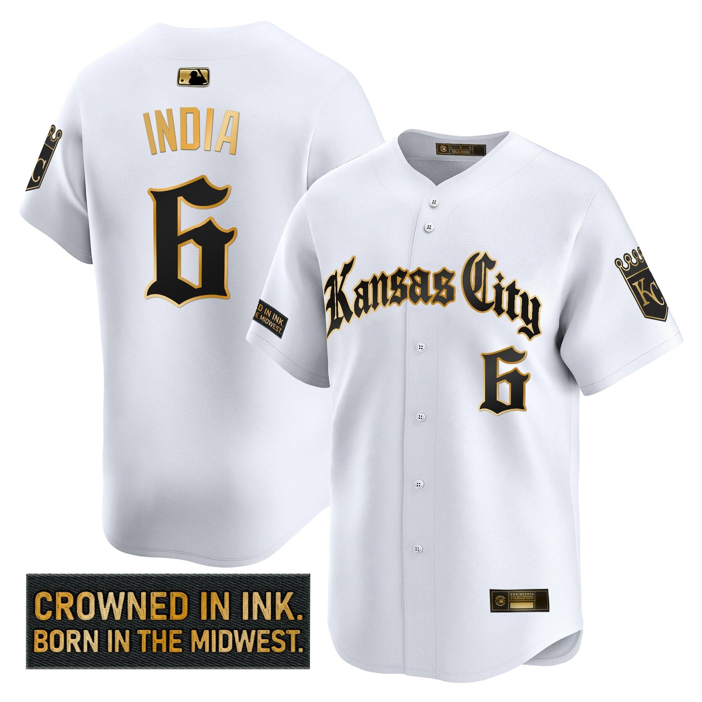 Men's Kansas City Royals 'Gothic Crown Edition' Gold Vapor Premier Limited Jersey - All Stitched