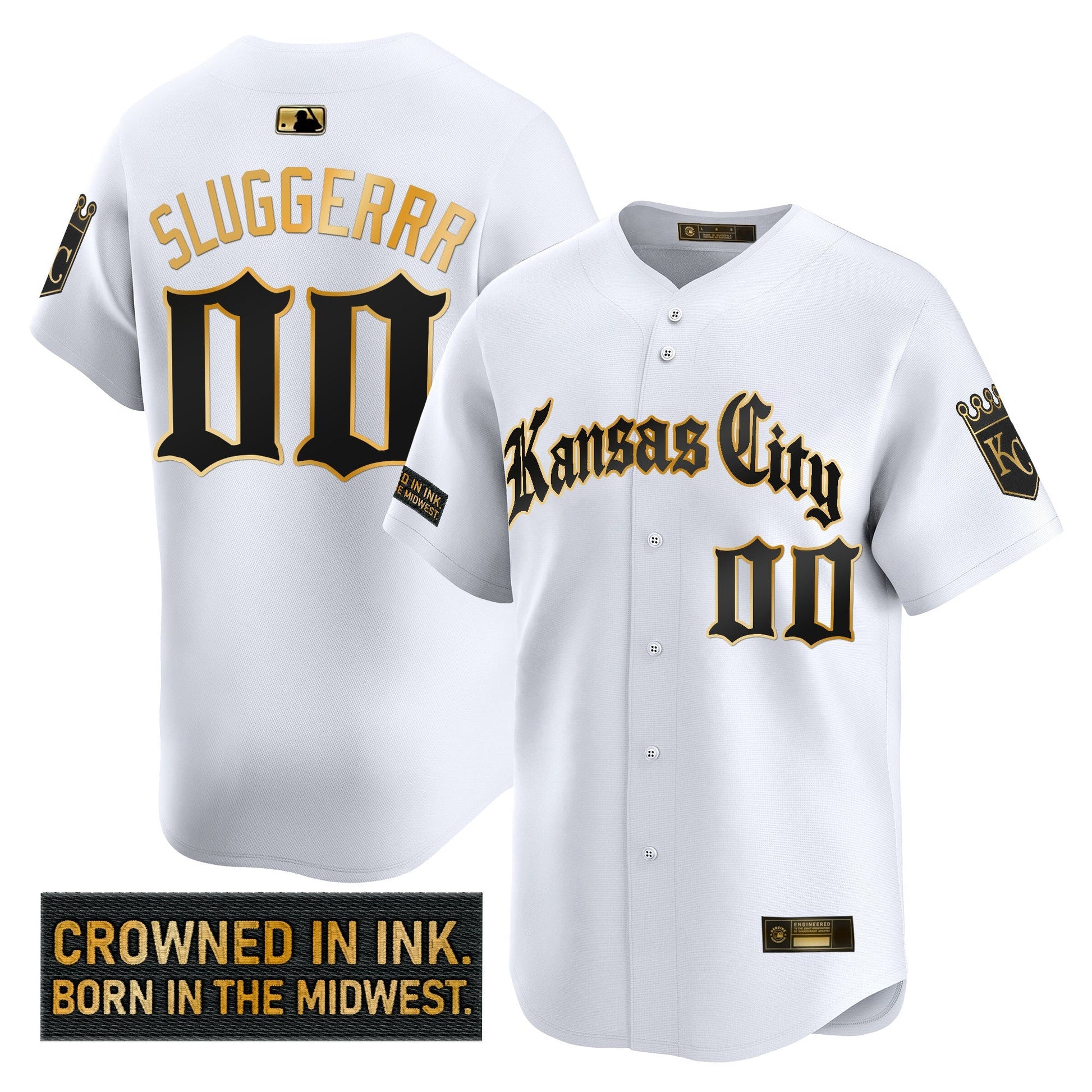 Men's Kansas City Royals 'Gothic Crown Edition' Gold Vapor Premier Limited Jersey - All Stitched