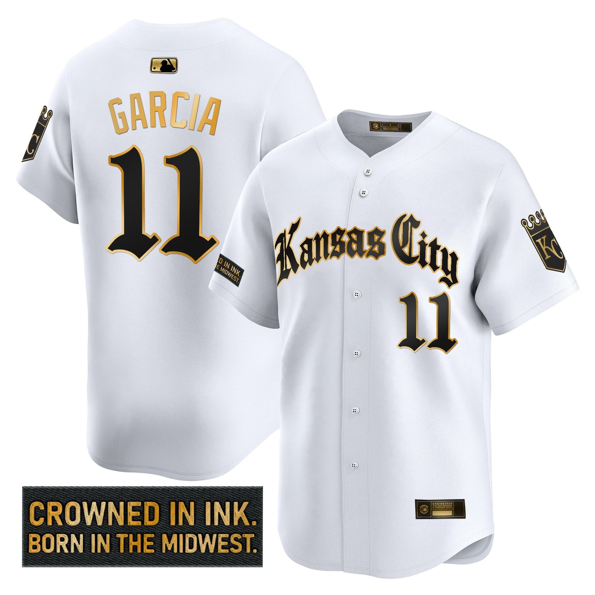 Men's Kansas City Royals 'Gothic Crown Edition' Gold Vapor Premier Limited Jersey - All Stitched