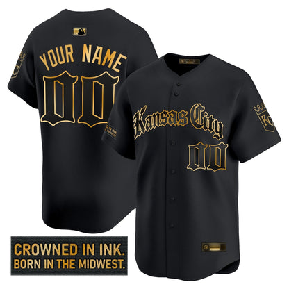 Kansas City Royals 'Gothic Crown Edition' Gold Vapor Premier Limited Custom Jersey - All Stitched
