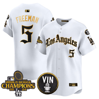 Men's Dodgers 2025 LA Gothic Style Gold Vapor Premier Limited Jersey - All Stitched