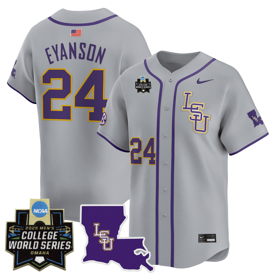 Men's LSU Tigers 24/25 Jersey - 2025 College World Series Patch