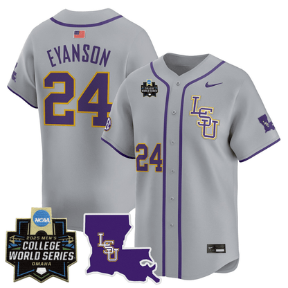 Men's LSU Tigers 24/25 Jersey - 2025 College World Series Patch
