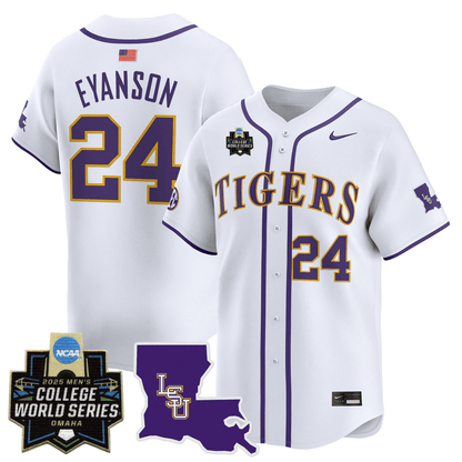 Men's LSU Tigers 24/25 Jersey - 2025 College World Series Patch