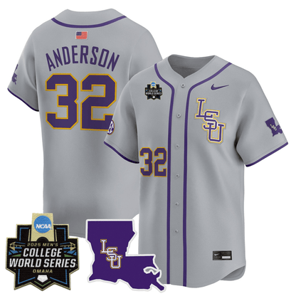 Men's LSU Tigers 24/25 Jersey - 2025 College World Series Patch
