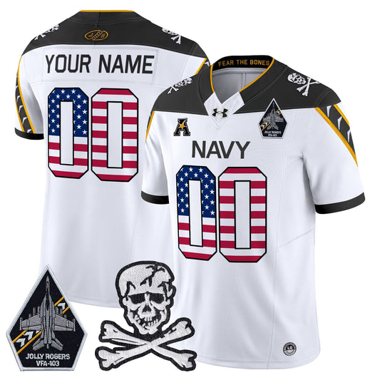 Navy Midshipmen 2025 Independence Day Vapor Limited Custom Jersey V2 - All Stitched