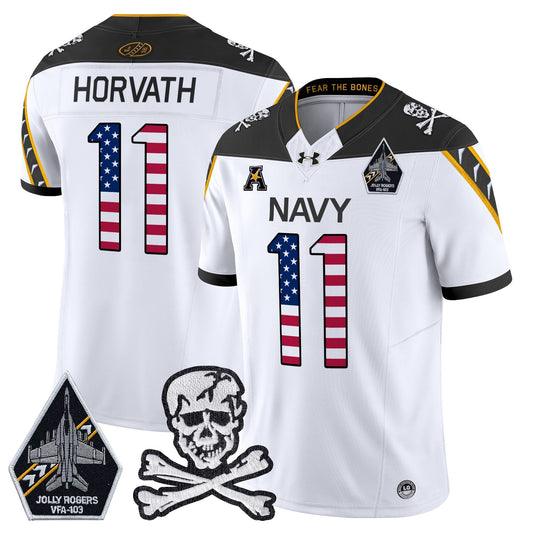 Men's Navy Midshipmen 2025 Independence Day Vapor Limited Jersey V2 - All Stitched