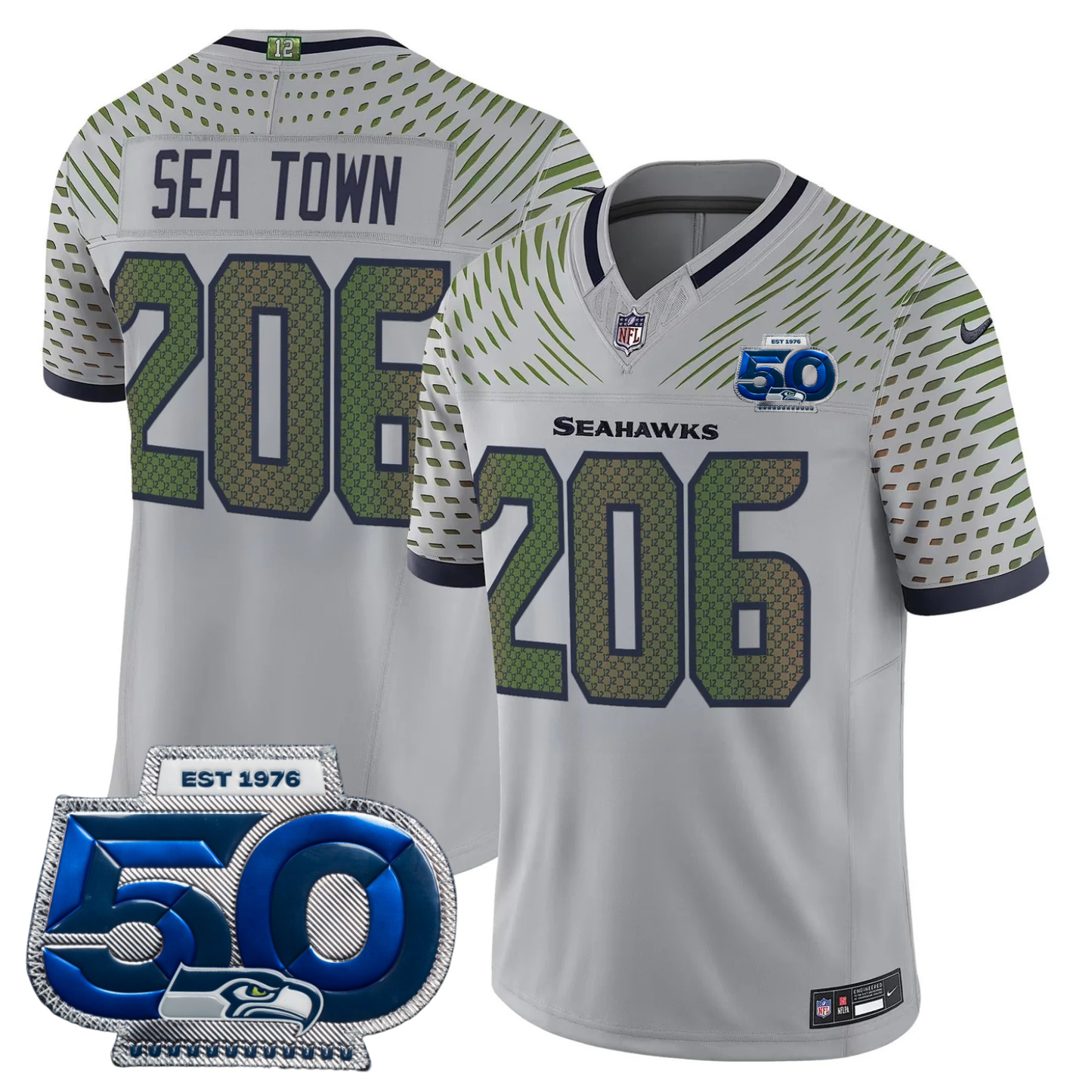 Seattle Seahawks 2025 "Rivalries" 50th Season Patch Vapor Limited Jersey - All Stitched