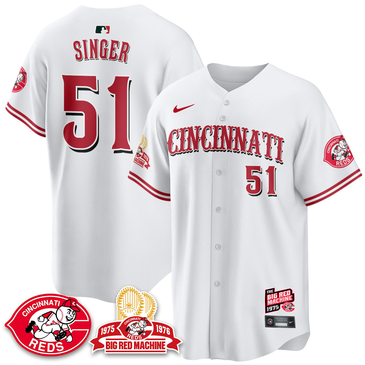 Cincinnati Reds Big Red Machine 50th Anniversary Jersey - All Stitched