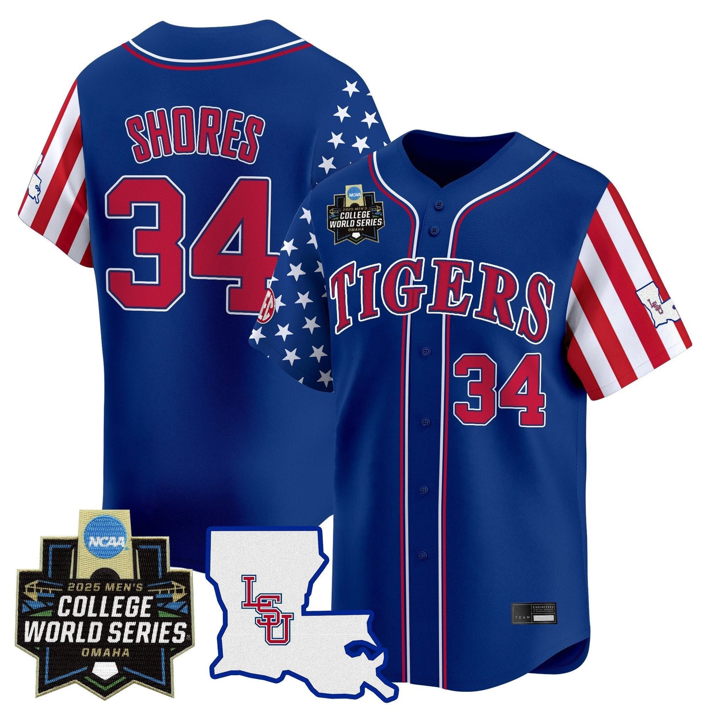 Men's LSU Tigers 2025 Independence Day Vapor Premier Limited Jersey - World Series Patch - All Stitched