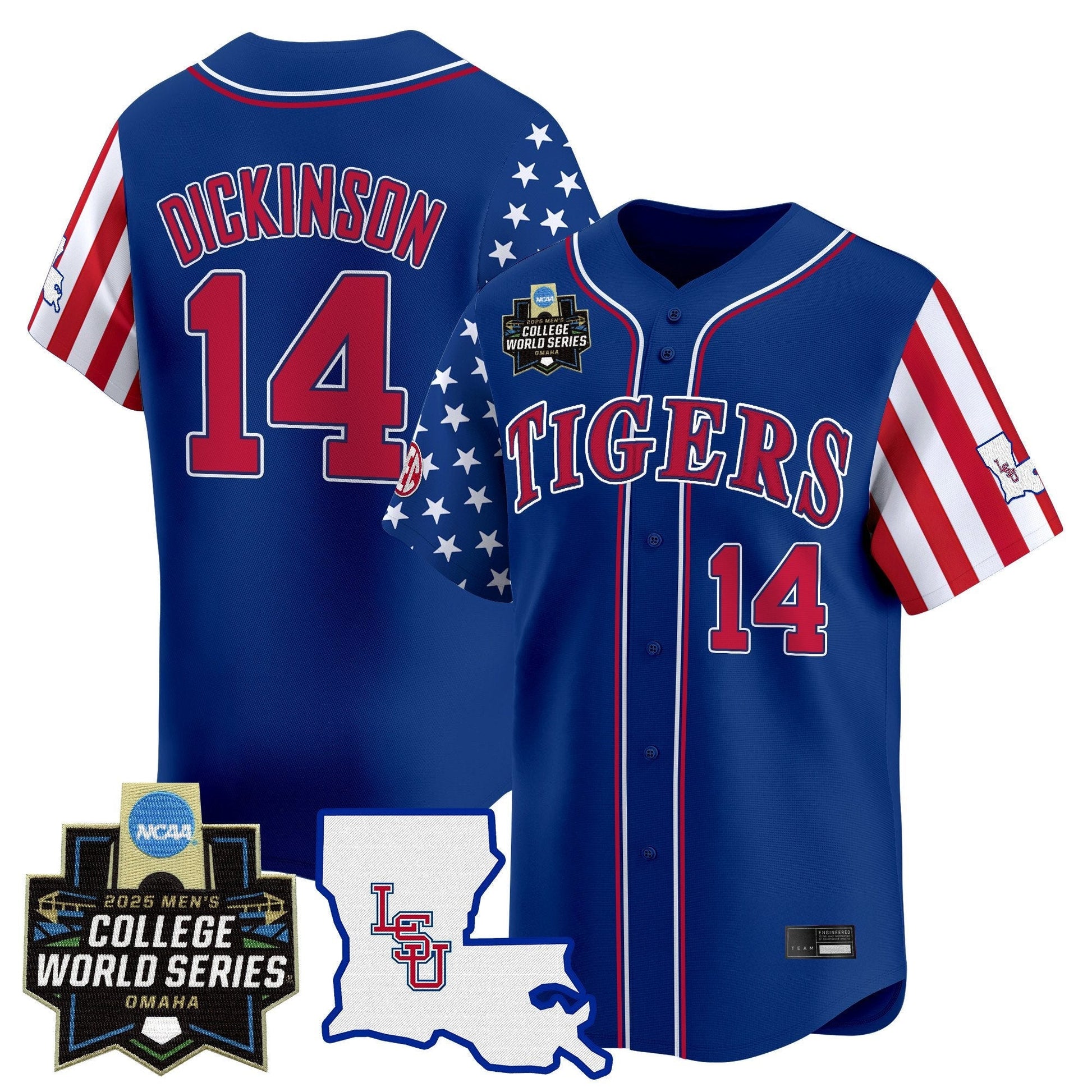 Men's LSU Tigers 2025 Independence Day Vapor Premier Limited Jersey - World Series Patch - All Stitched