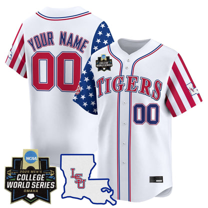 LSU Tigers 2025 Independence Day Vapor Premier Limited Jersey - World Series Custom Patch - All Stitched