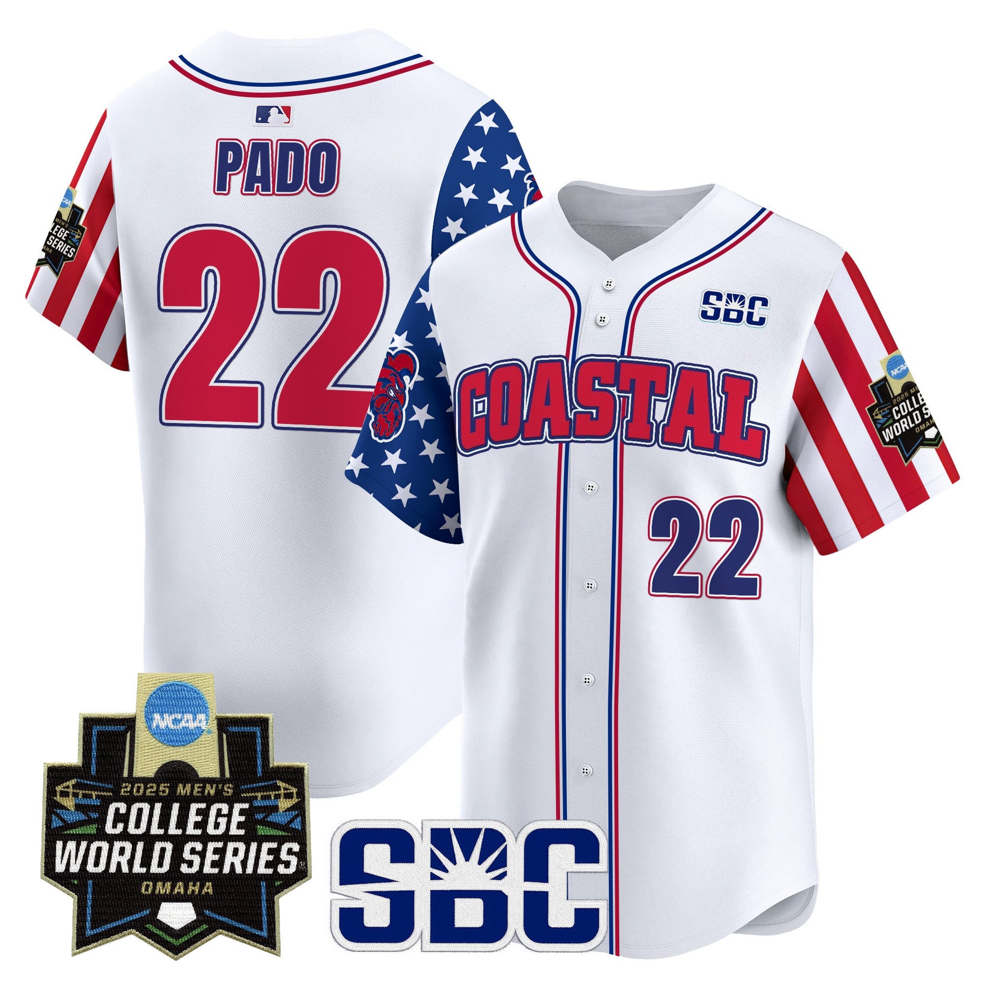 Men's Coastal Carolina Chanticleers 2025 Independence Day Vapor Premier Limited Jersey - World Series Patch - All Stitched