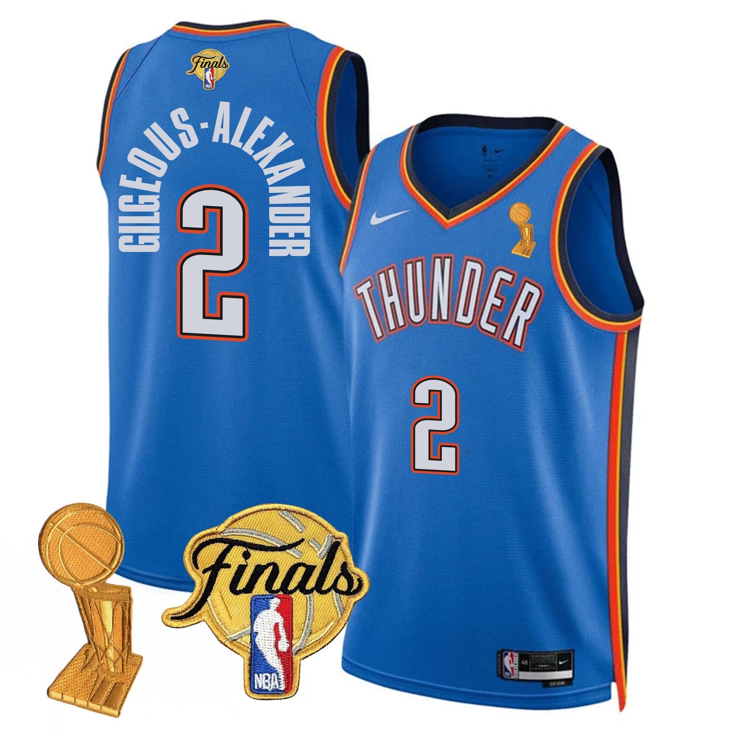 Men's Oklahoma City Thunder Jersey - Trophy + Final Patch - All Stitched