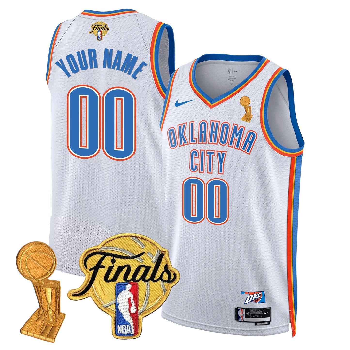 Custom Oklahoma City Thunder Jersey - Trophy + Final Patch - All Stitched
