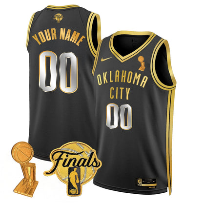 Custom Oklahoma City Thunder Jersey - Trophy + Final Patch - All Stitched