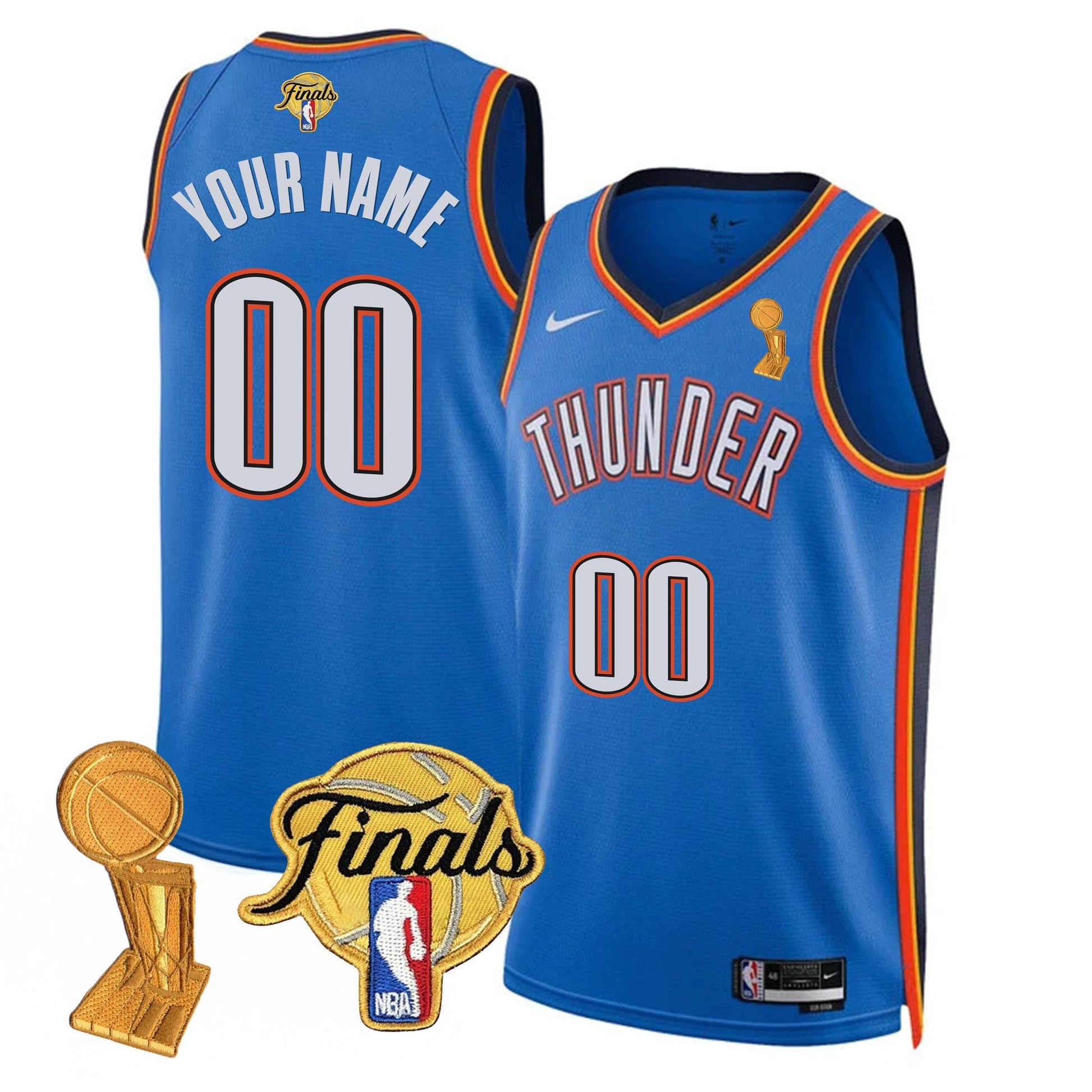 Custom Oklahoma City Thunder Jersey - Trophy + Final Patch - All Stitched