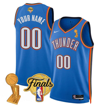 Custom Oklahoma City Thunder Jersey - Trophy + Final Patch - All Stitched