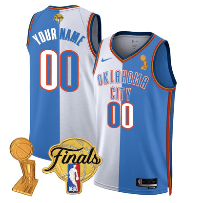 Custom Oklahoma City Thunder Jersey - Trophy + Final Patch - All Stitched