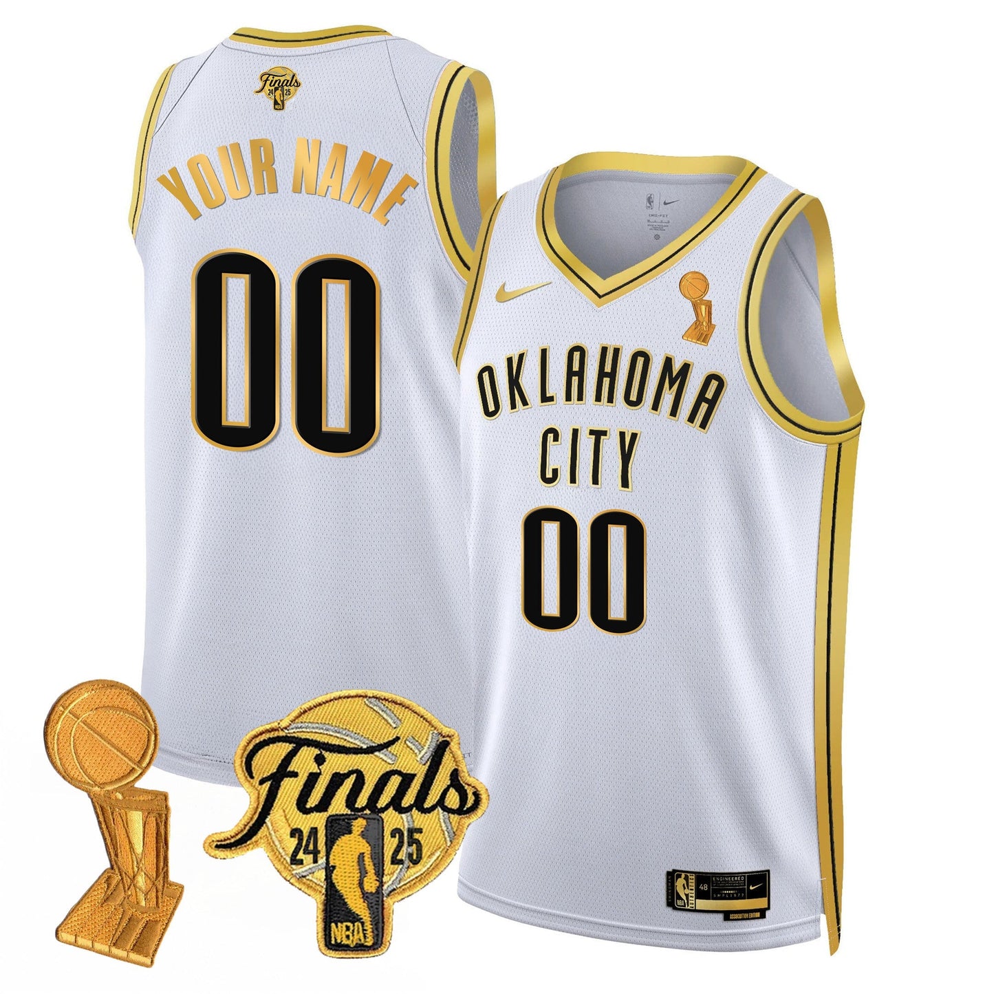 Custom Oklahoma City Thunder Jersey - Trophy + Final Patch - All Stitched