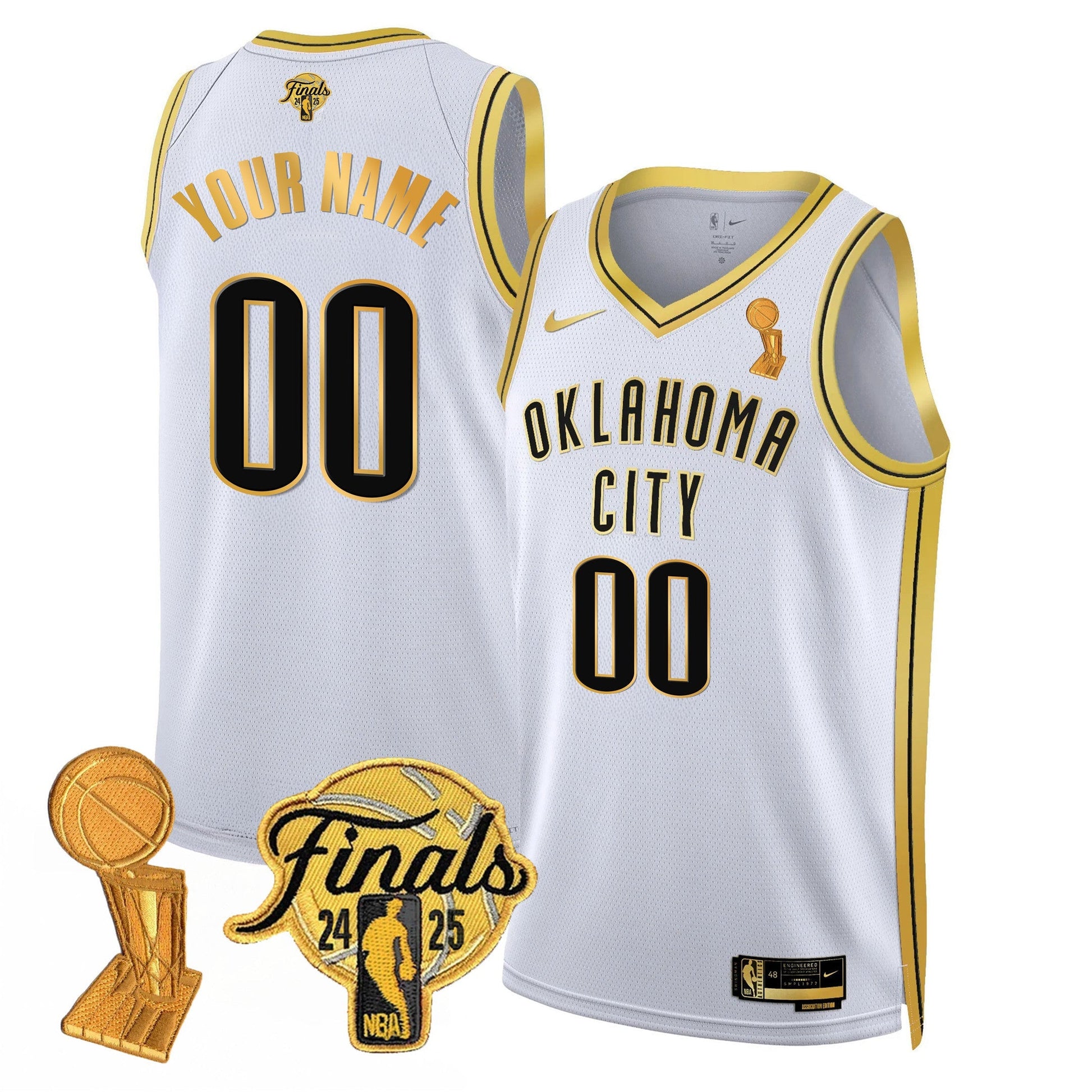 Custom Oklahoma City Thunder Jersey - Trophy + Final Patch - All Stitched