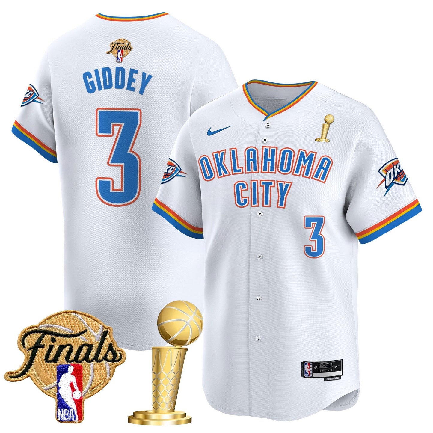 Men's Oklahoma City Thunder 2025 Champions Vapor Baseball Jersey - All Stitched