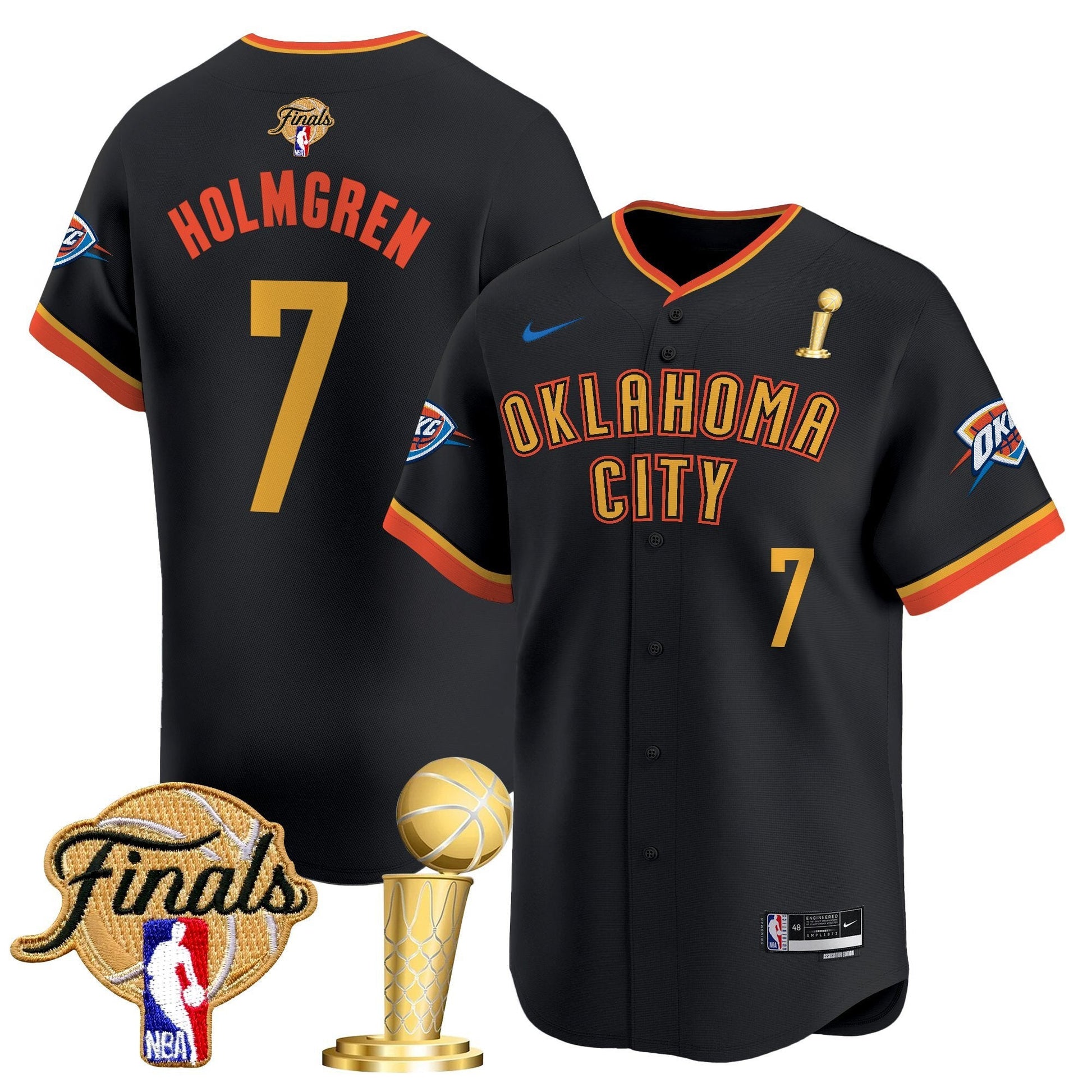 Men's Oklahoma City Thunder 2025 Champions Vapor Baseball Jersey - All Stitched