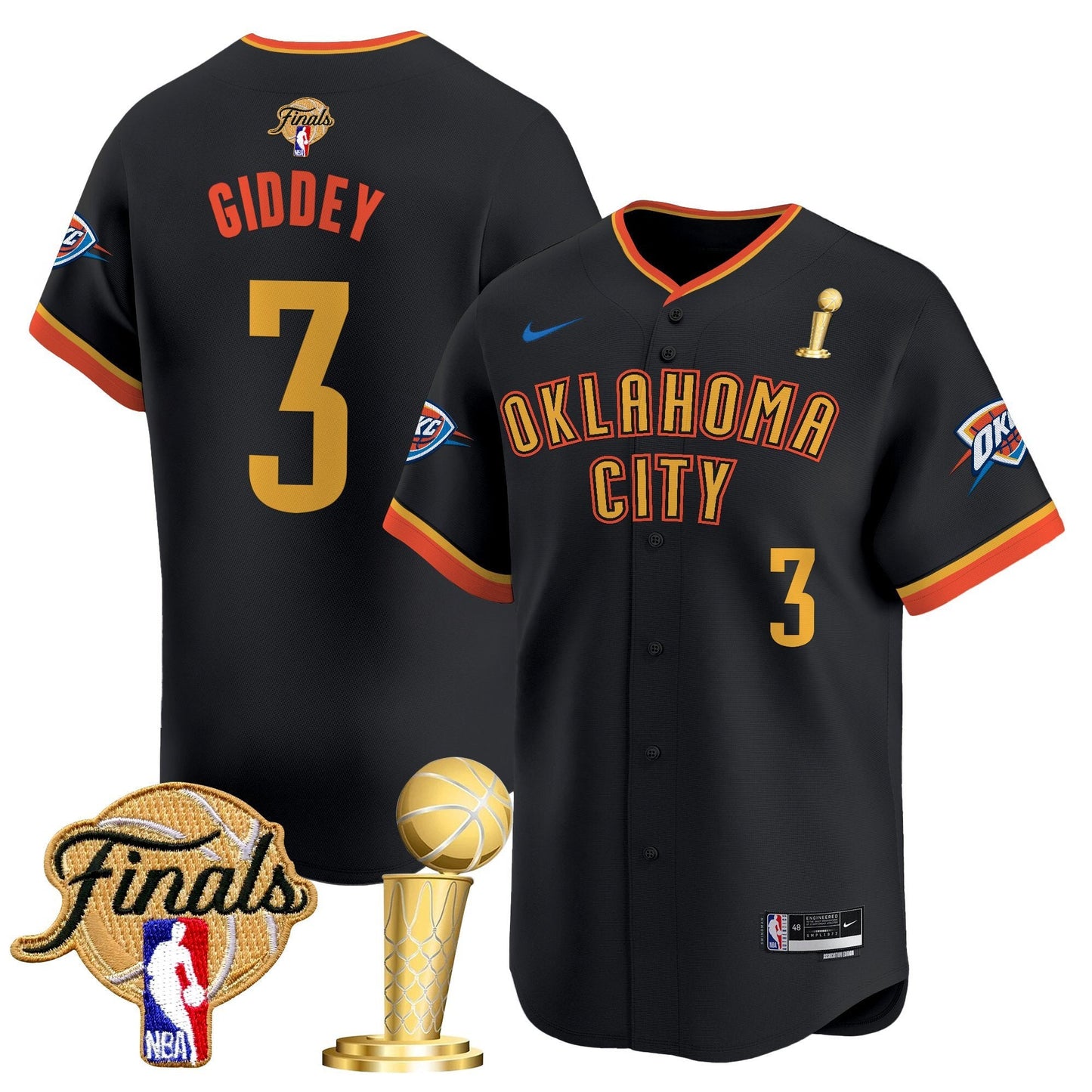 Men's Oklahoma City Thunder 2025 Champions Vapor Baseball Jersey - All Stitched