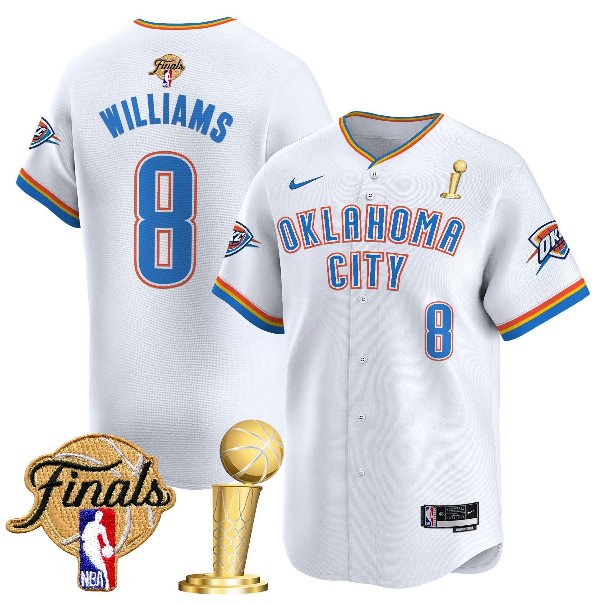 Men's Oklahoma City Thunder 2025 Champions Vapor Baseball Jersey - All Stitched