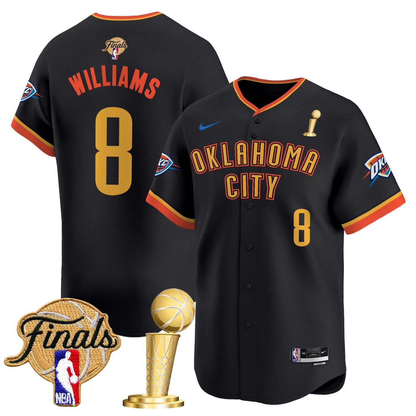 Men's Oklahoma City Thunder 2025 Champions Vapor Baseball Jersey - All Stitched