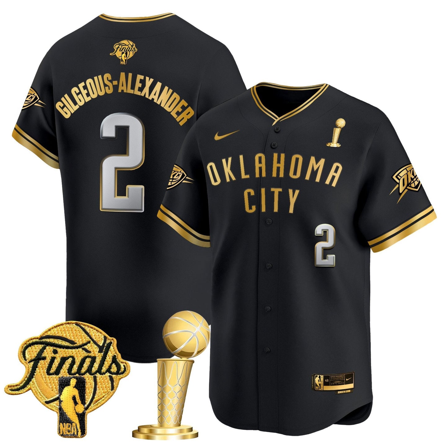 Men's Oklahoma City Thunder 2025 Champions Vapor Baseball Jersey - All Stitched