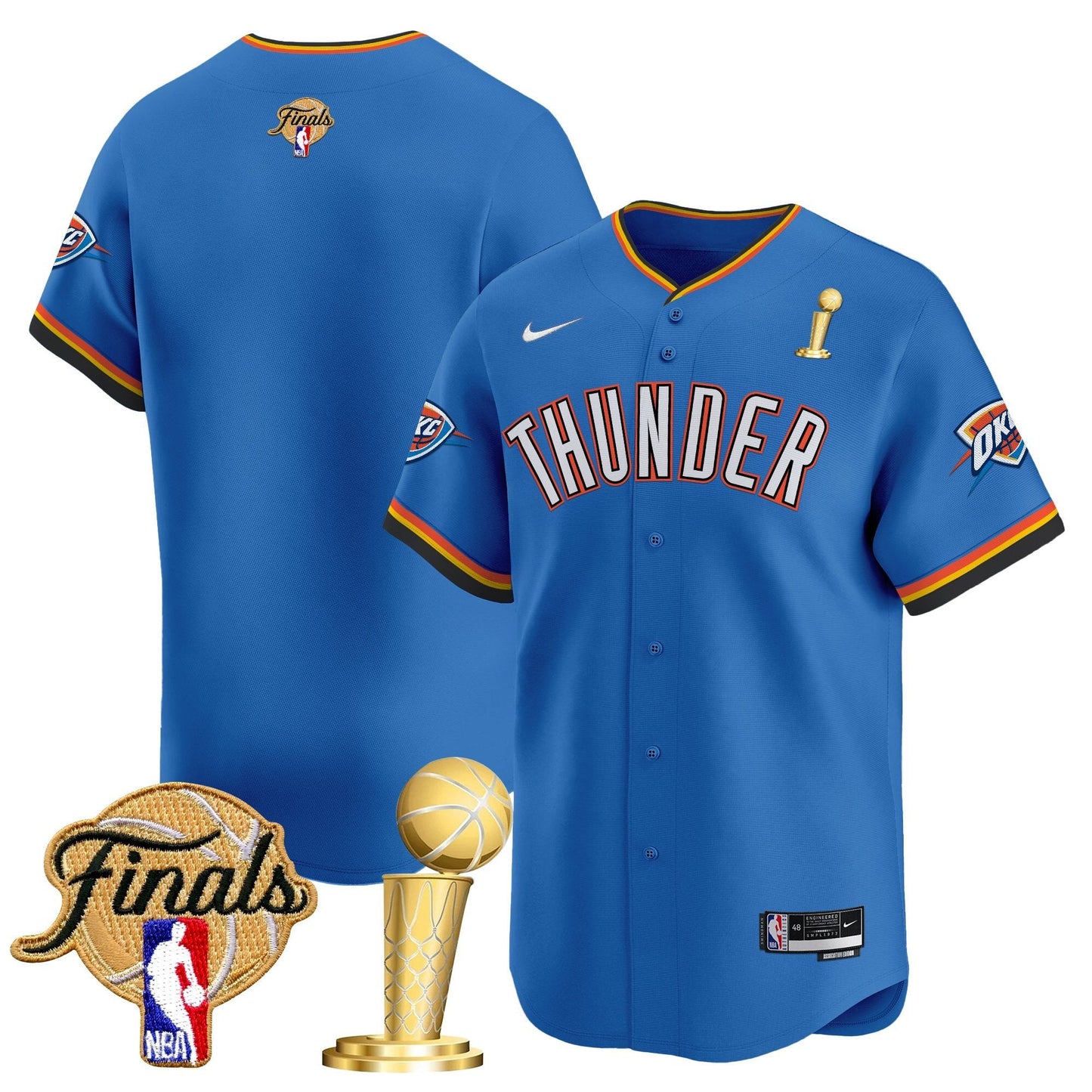 Men's Oklahoma City Thunder 2025 Champions Vapor Baseball Jersey - All Stitched