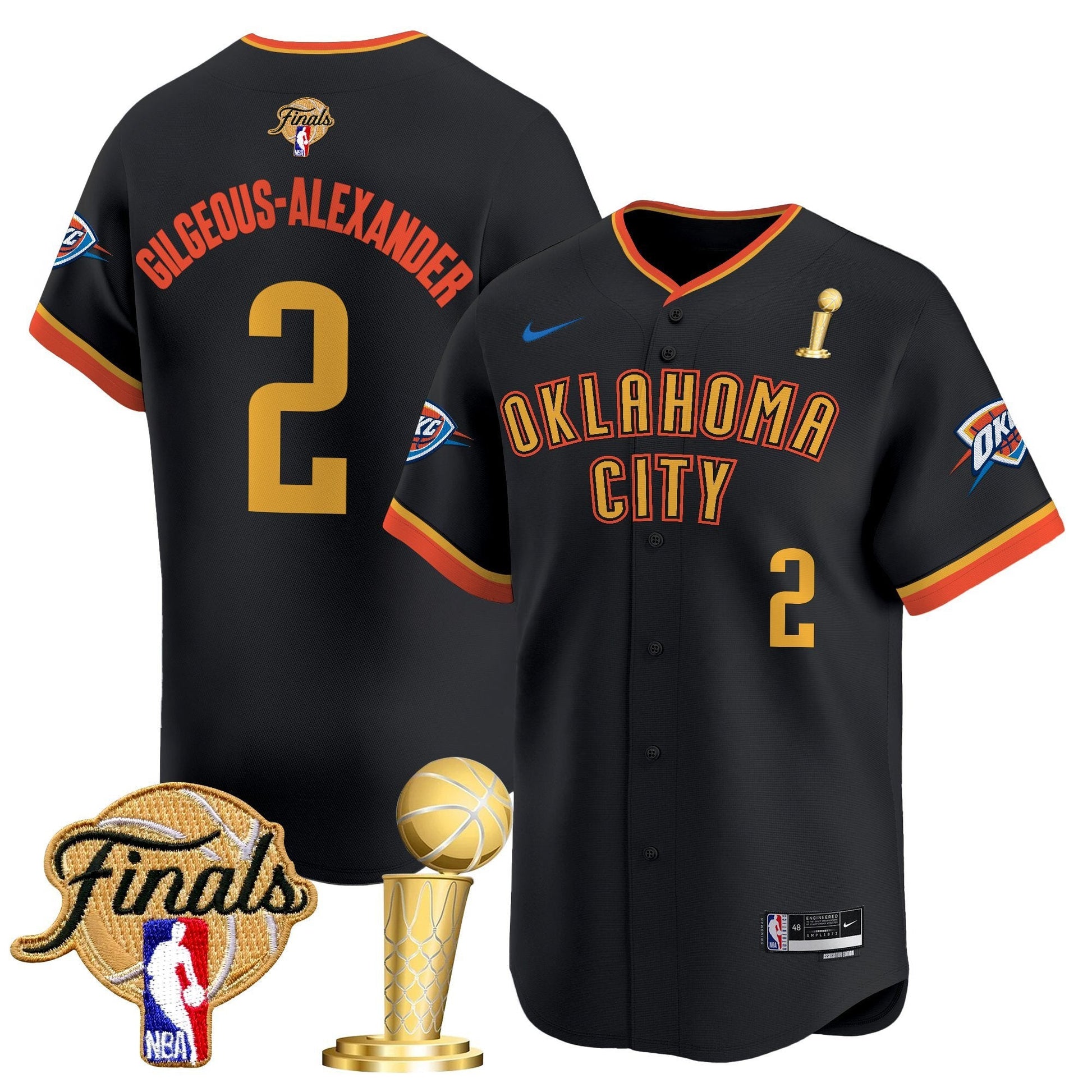 Men's Oklahoma City Thunder 2025 Champions Vapor Baseball Jersey - All Stitched