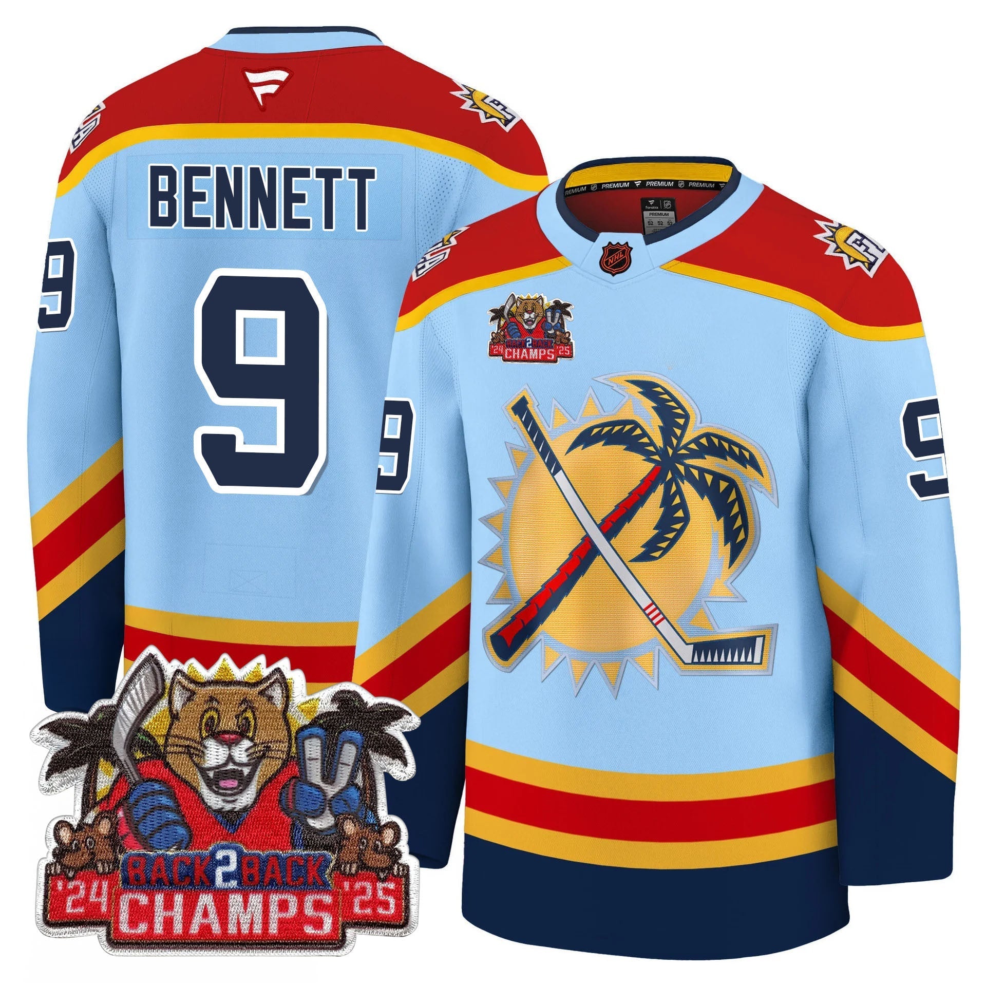 Men's Florida Panthers 2025 Stanley Cup B2B Champions Jersey - All Stitched
